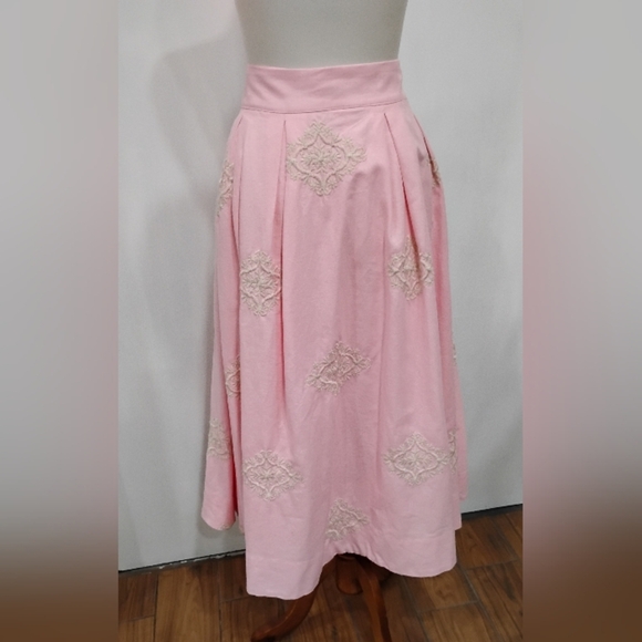 A Loves A Dresses & Skirts - PINK LINEN BLEND PLEATED FULL SKIRT NWT